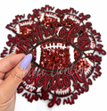 Maroon Football Mom of Senior STICKER Adhesive Embroidery Sequin Patch