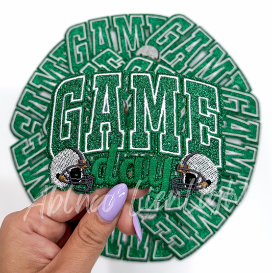 Green  Game Day Helmet Embroidery Patch