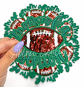 Green Football Mom of Senior STICKER Adhesive Embroidery Sequin Patch