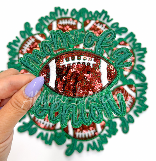 Green Mom of Senior STICKER Adhesive Sequin Embroidery Hat Patch