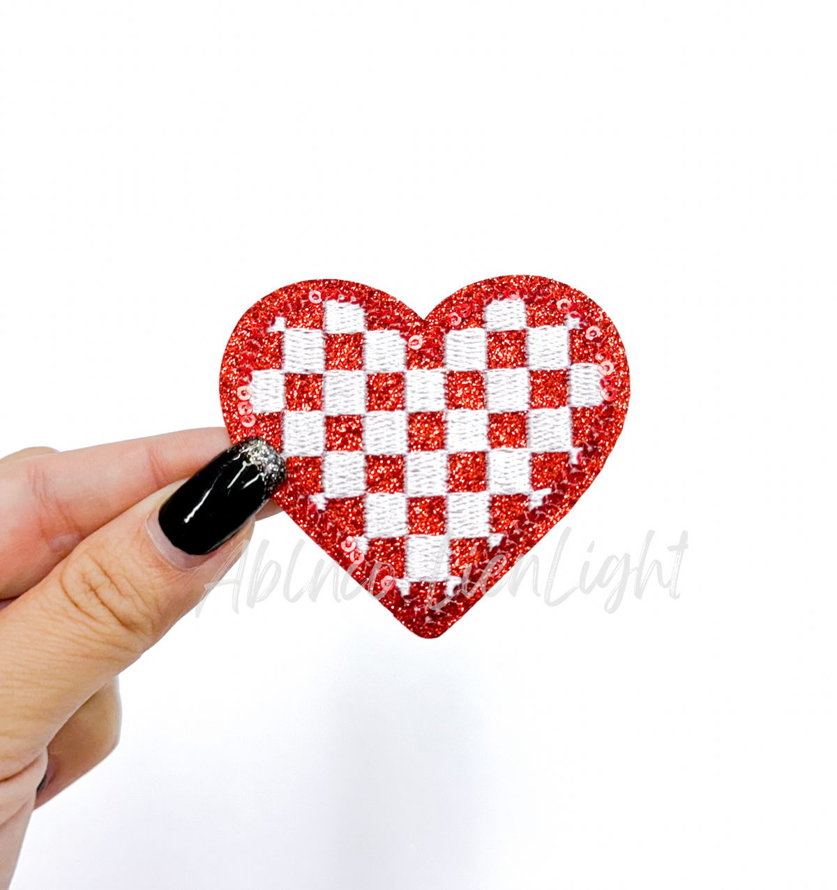 Red Checkered Heart Sequins Glitter Patch – ABLNco