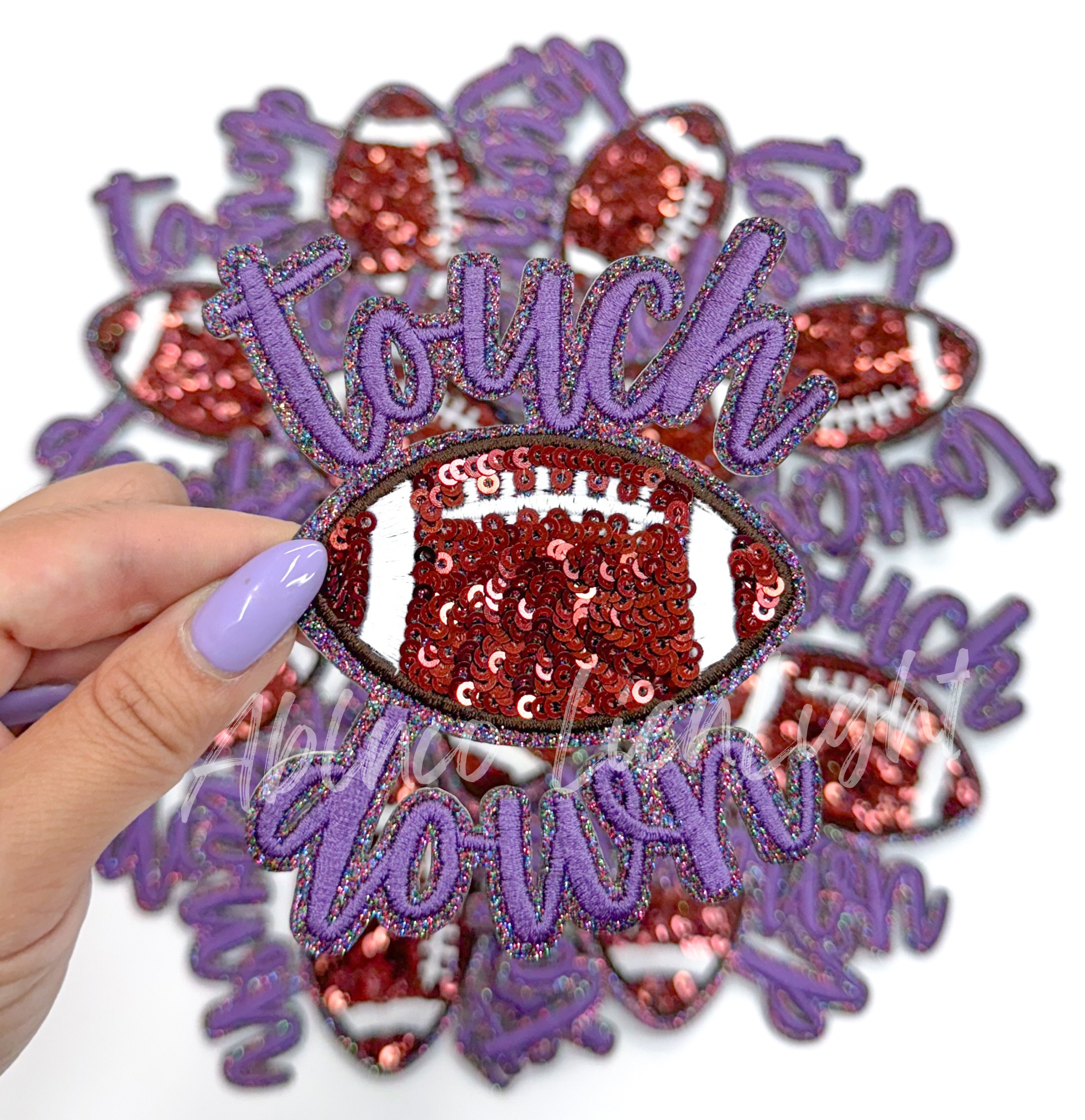 Purple Touchdown Glitter ADHESIVE STICKER Patch – ABLNco