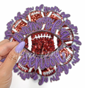 Purple Football Mom of Senior STICKER Adhesive Embroidery Sequin Patch