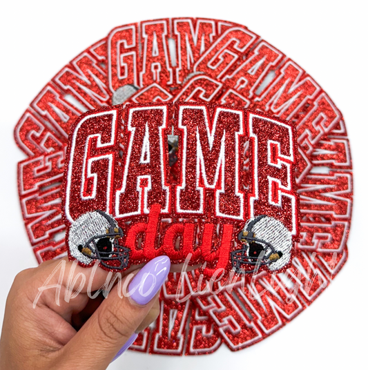 Red Game Day Helmet Embroidery Patch