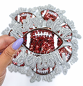 Silver Football Mom of Senior STICKER Adhesive Embroidery Sequin Patch