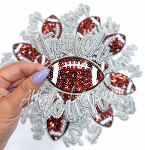 Navy Touchdown Sequins Embroidery Patch