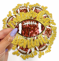 Gold Football Mom of Senior STICKER Adhesive Embroidery Sequin Patch