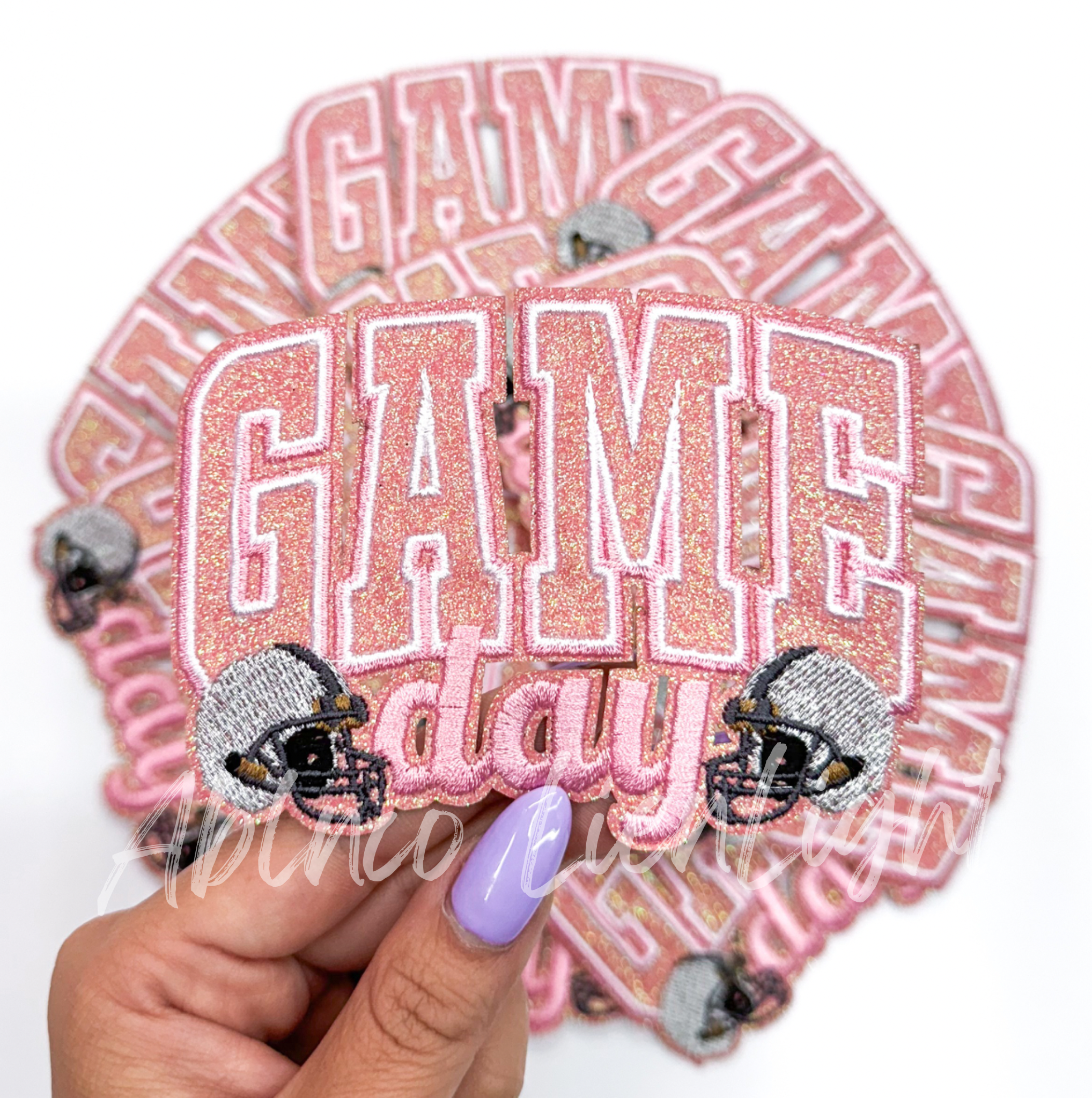 Pink Game Day Helmet Embroidery Patch