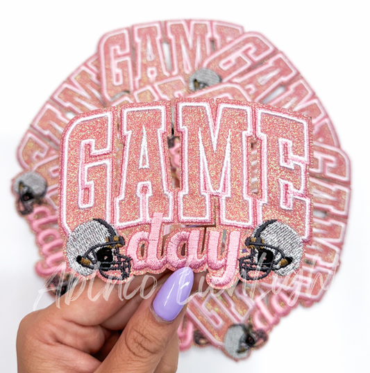 Pink Game Day Helmet Embroidery Patch