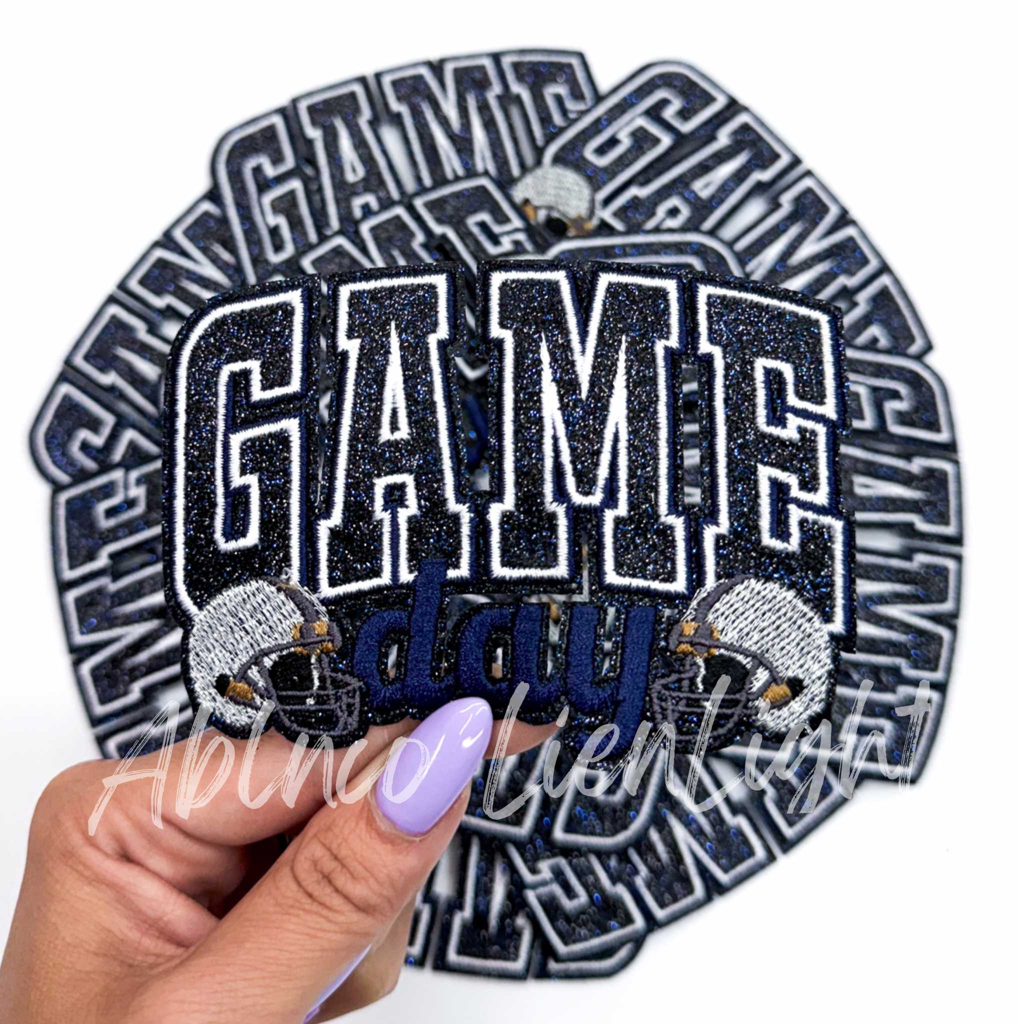 Navy Game Day Helmet Embroidery Patch