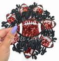 Black Game Day Football STICKER Adhesive Sequin Embroidery Patch