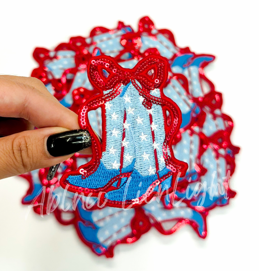 Patriotic Sequin Boots Embroidery Patch