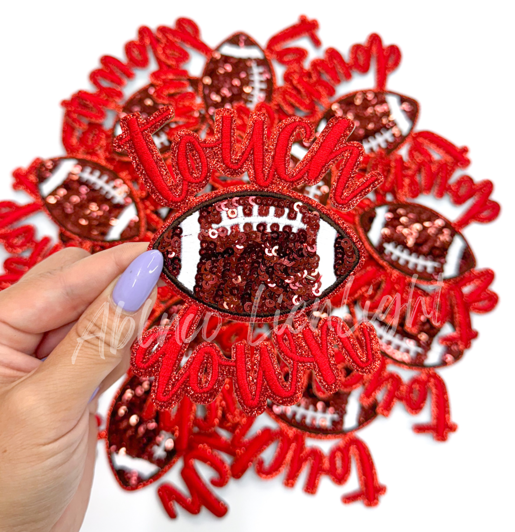 Red Touchdown Glitter ADHESIVE STICKER Patch – ABLNco