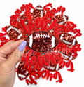 Red Touchdown Glitter ADHESIVE STICKER Patch
