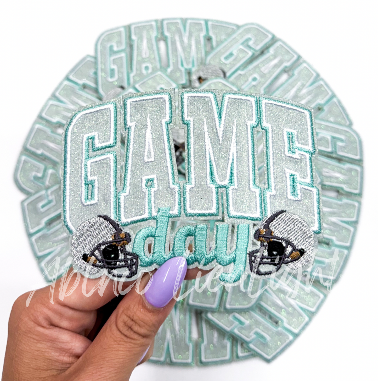 Turquoise Game Day Helmet Embroidery Patch