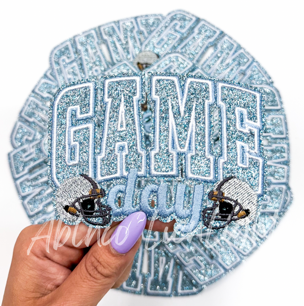 Light Blue Game Day Helmet Embroidery Patch