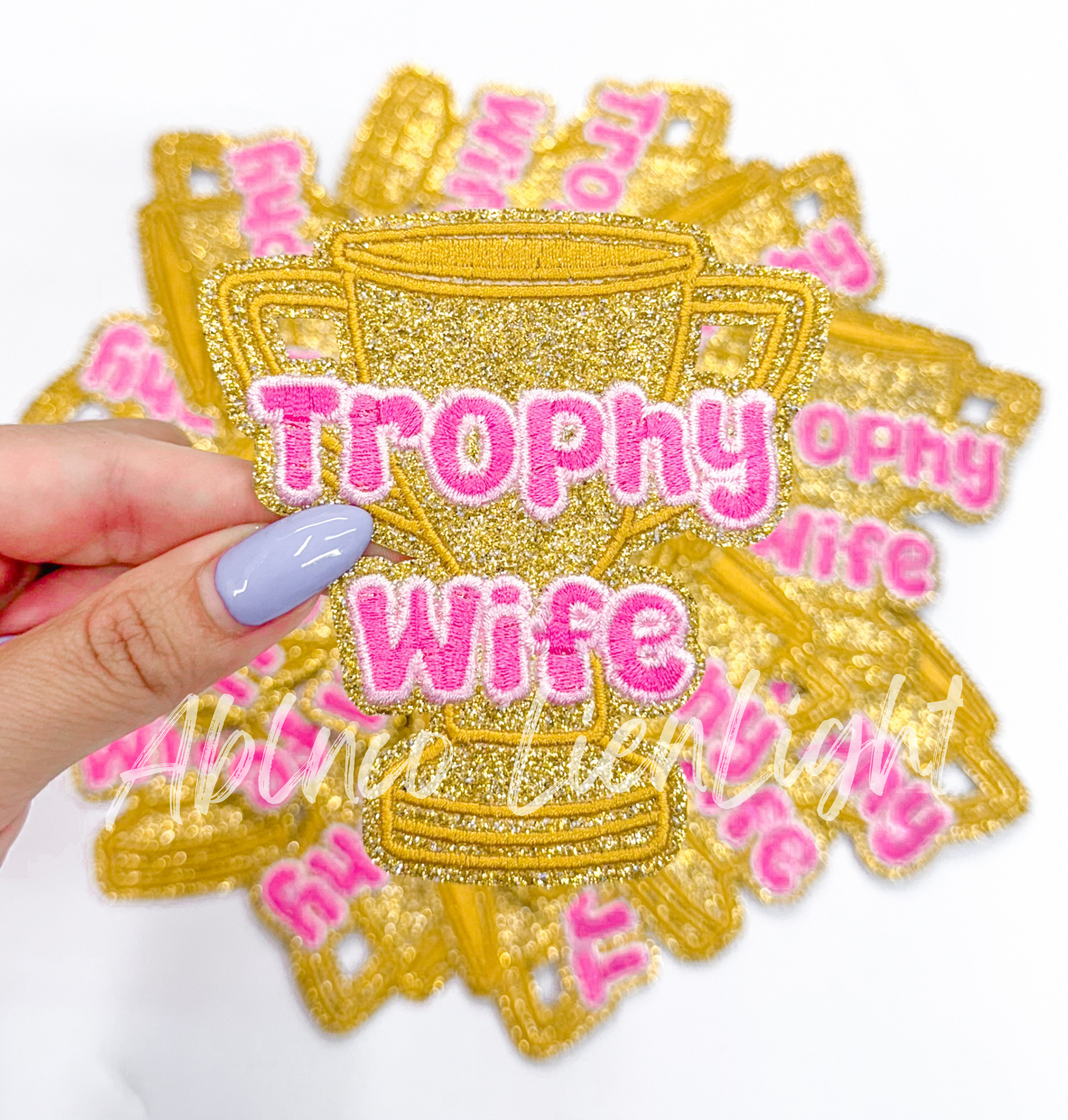 Trophy Wife Cup Glitter Embroidery Patch