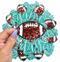 Turquoise Game Day Football STICKER Adhesive Sequin Embroidery Patch