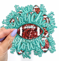 Teal Touchdown Glitter ADHESIVE STICKER Patch