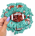 Turquoise Football Mom of Senior STICKER Adhesive Embroidery Sequin Patch