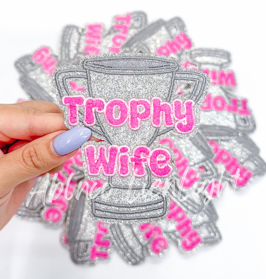 Trophy Wife Cup Glitter Embroidery Patch