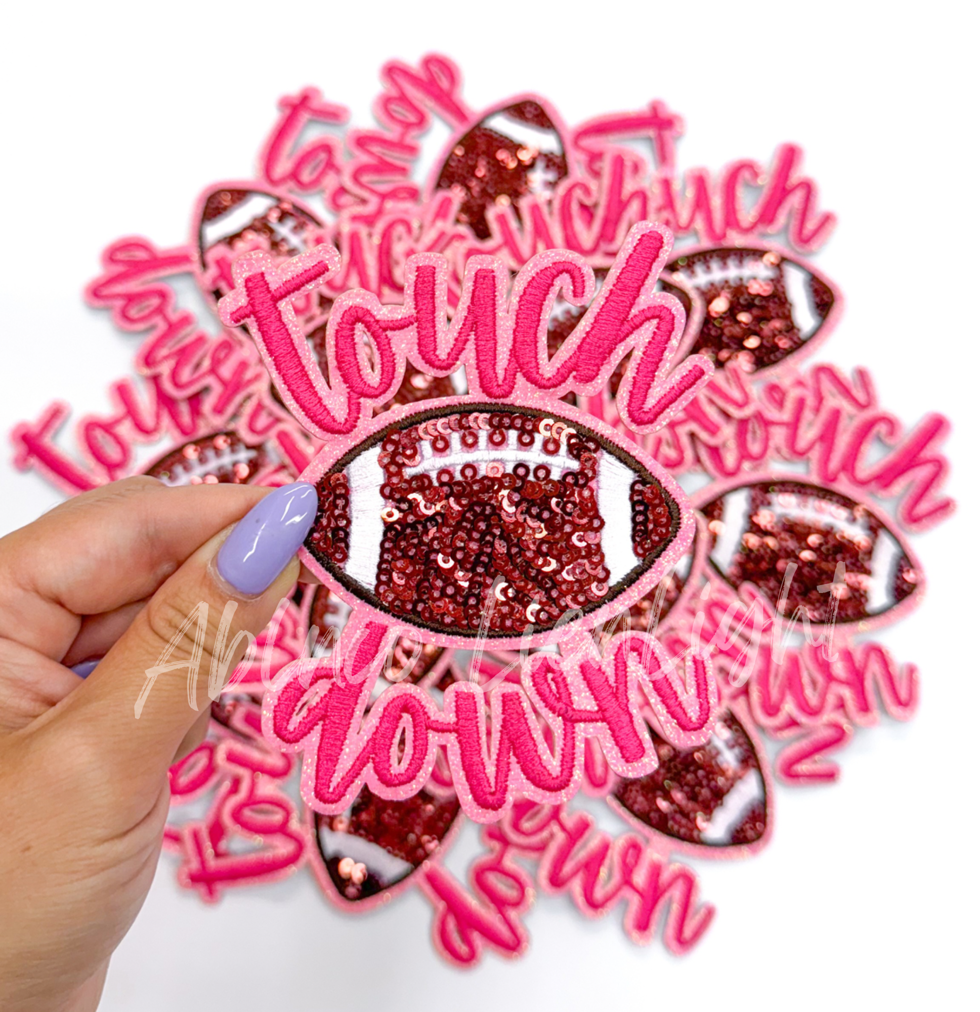 Hot Pink Touchdown Glitter ADHESIVE STICKER Patch
