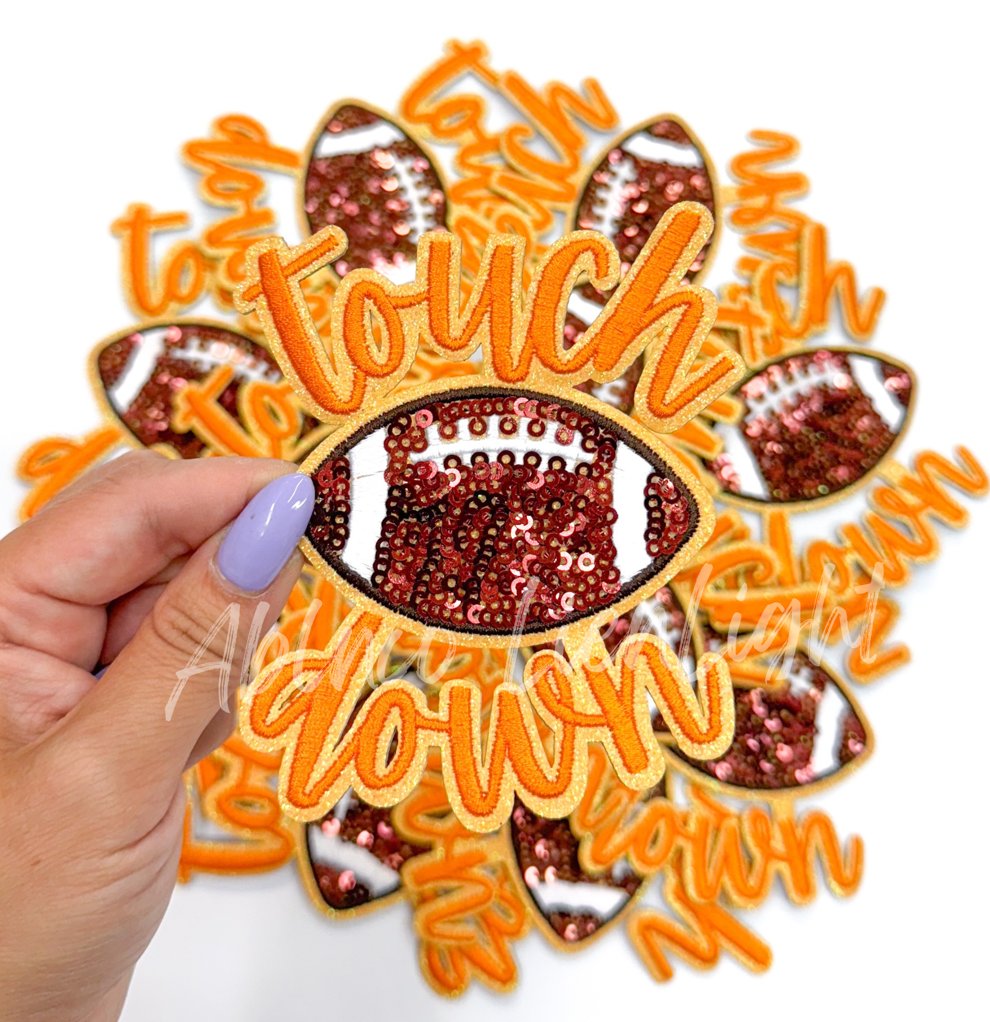 Orange Touchdown Glitter ADHESIVE STICKER Patch – ABLNco
