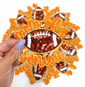 Orange Football Mom of Senior STICKER Adhesive Embroidery Sequin Patch
