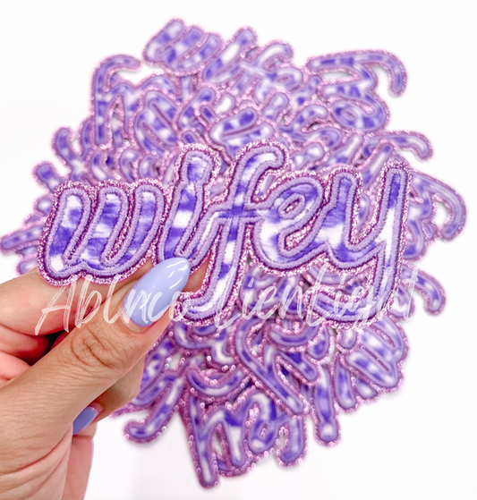 Purple Wifey Cheetah Embroidery Patch