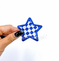 Royal Checkered Star Embroidery Sequin Patch