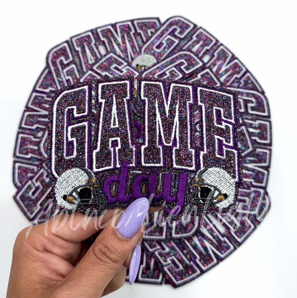 Purple Game Day Helmet Embroidery Patch