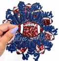 Navy Touchdown Glitter ADHESIVE STICKER Patch