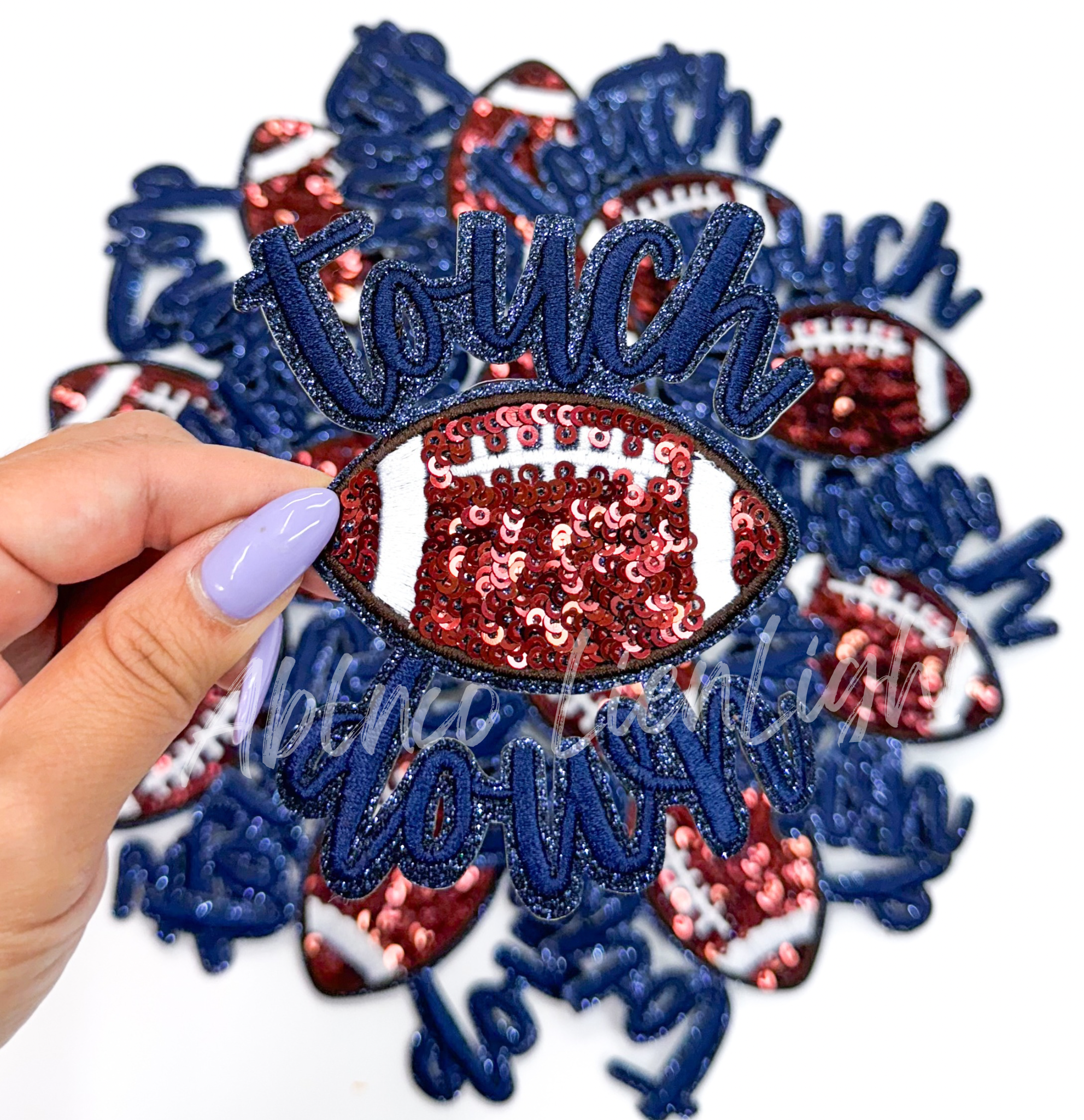Navy Touchdown Glitter ADHESIVE STICKER Patch