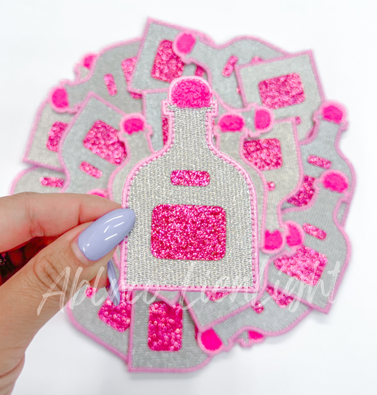 Tequila Bottle Neon Pink Embroidery Patch