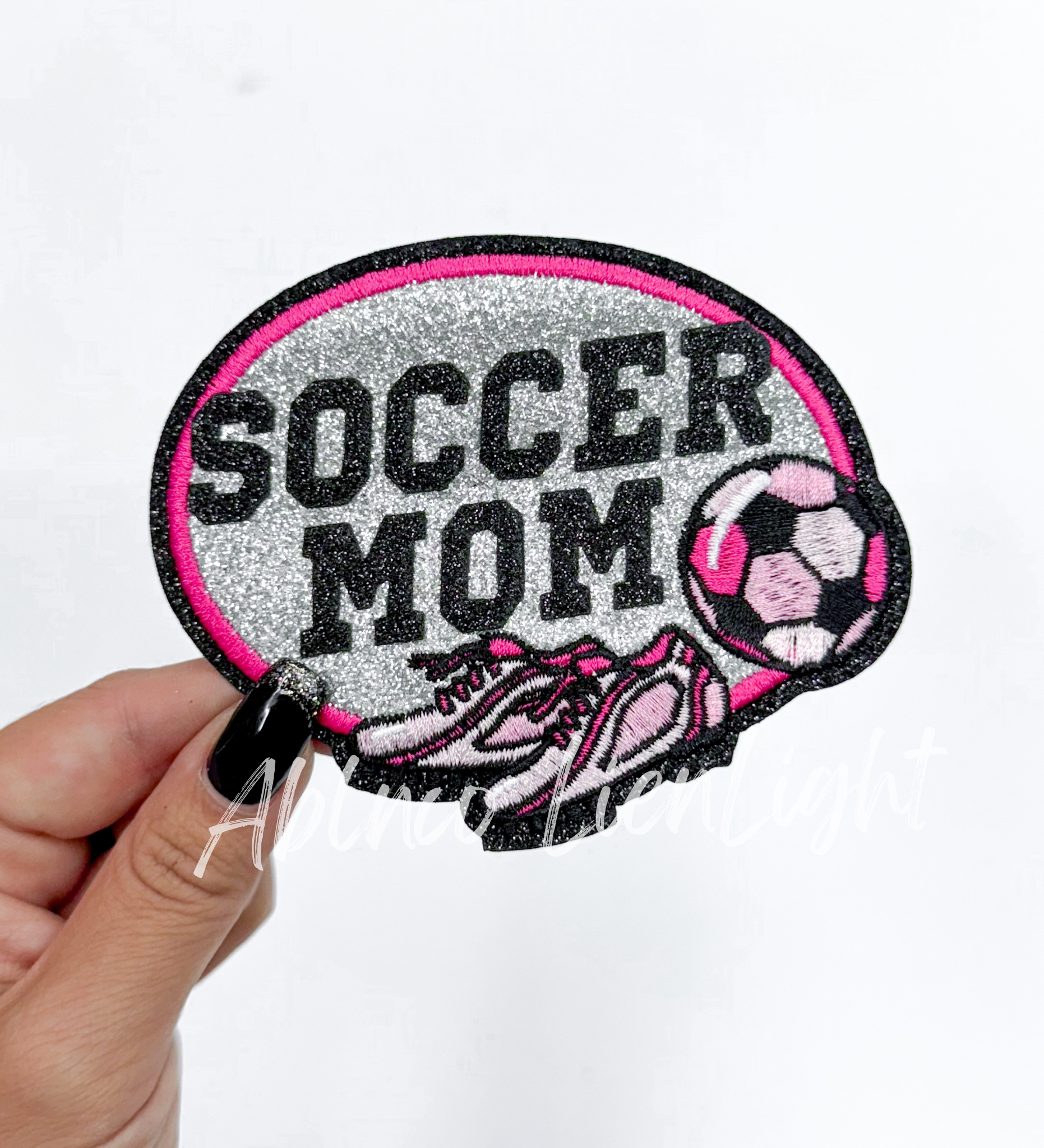 Soccer Mom Glitter Embroidery Patch