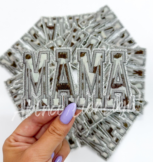 Mama Brown White Cow Embroidery Patch