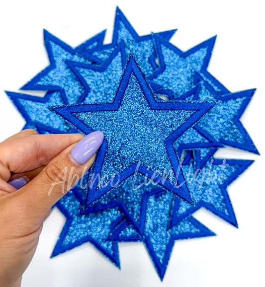 Royal Blue Glitter Star Embroidery Patch