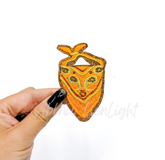 Orange Bandana Glitter Embroidery Patch