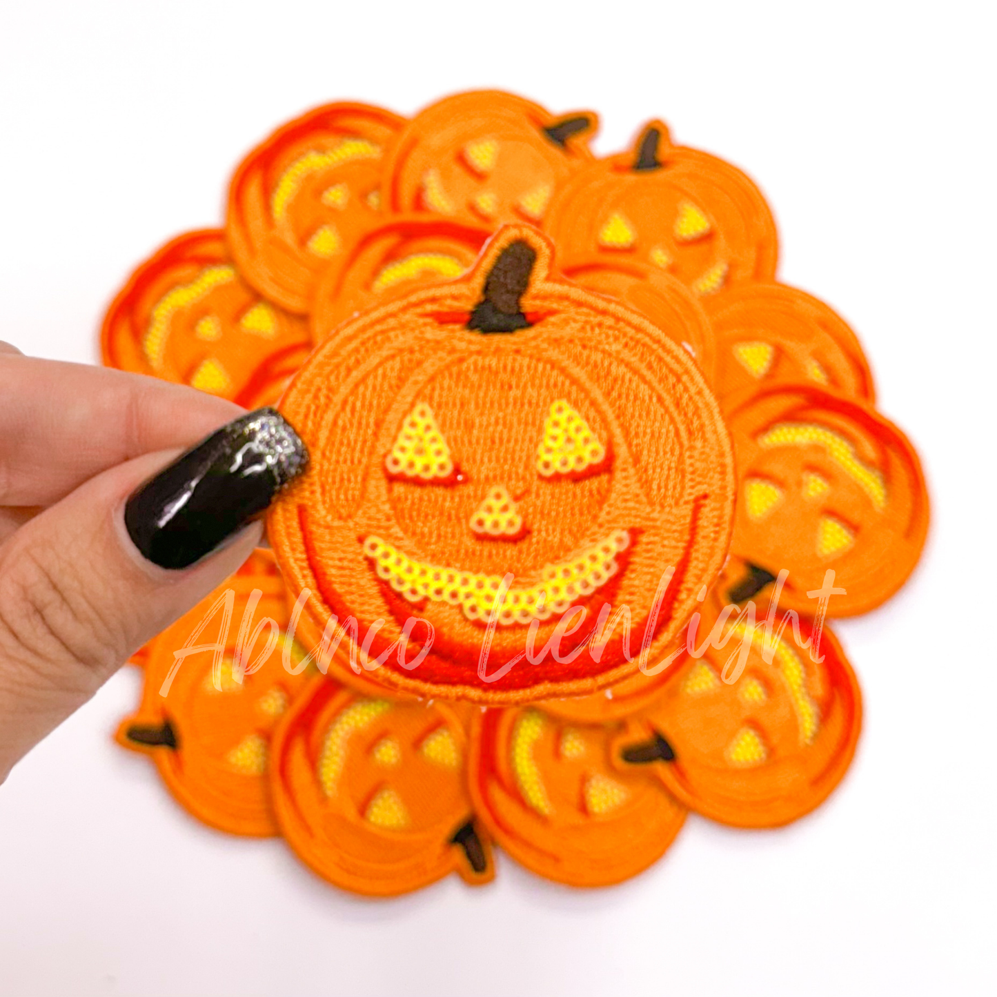 Pumpkin Halloween Sequin Embroidery Patch