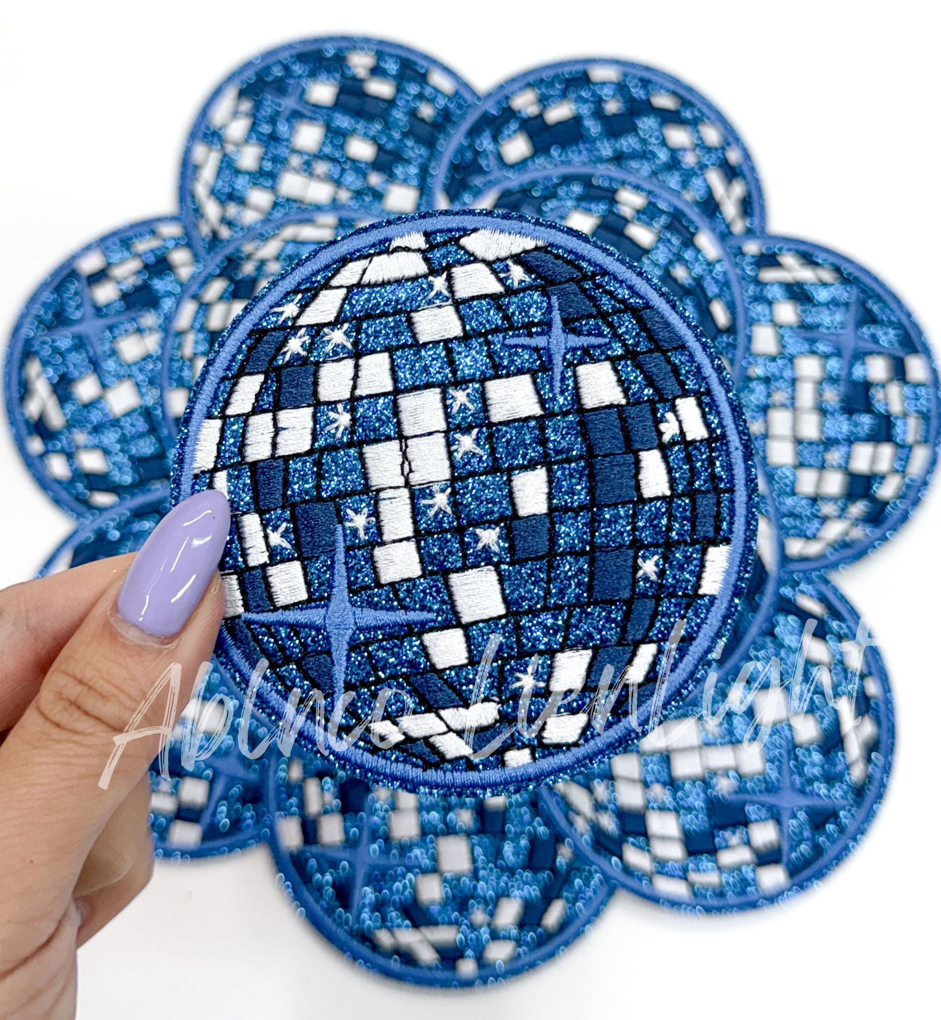 Royal Blue Disco Ball Embroidery Patch