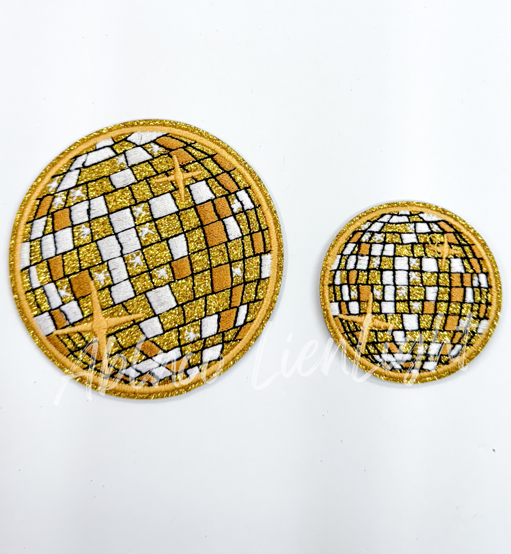Gold Disco Ball Embroidery Patch