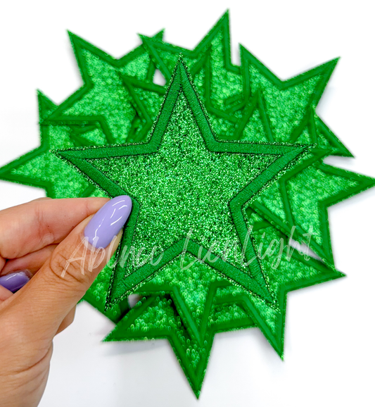 Green Glitter Star Embroidery Patch