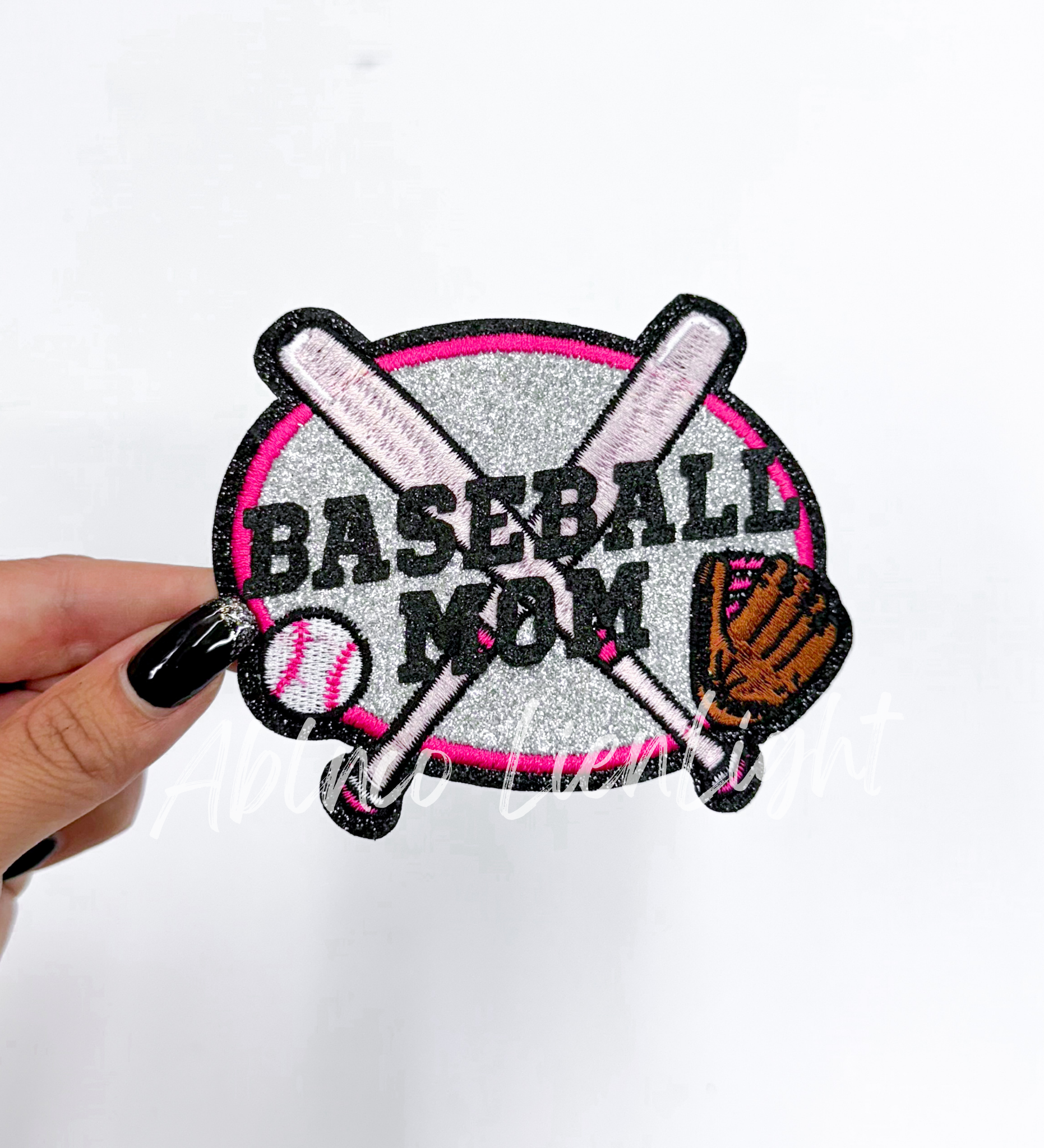 Baseball Mom Glitter Embroidery Patch
