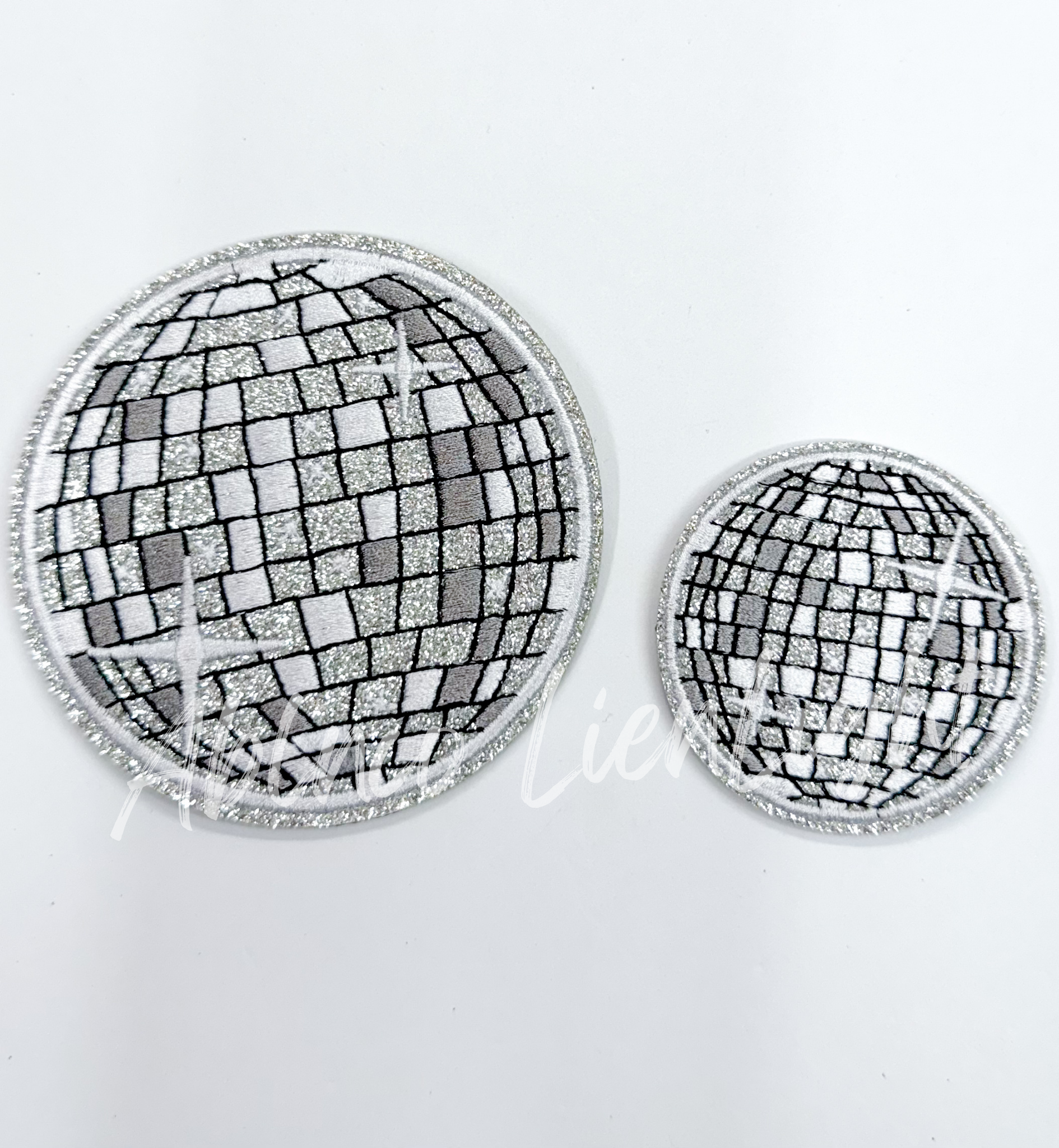 Silver Disco Ball Embroidery Patch