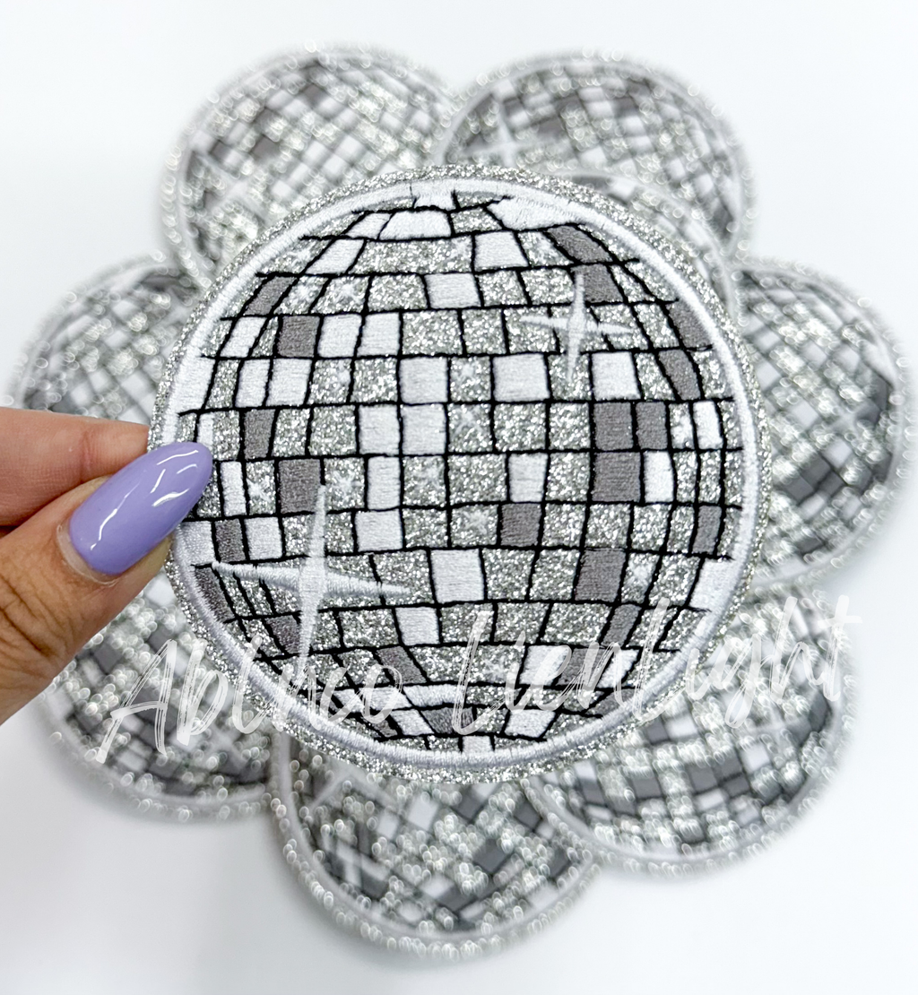 Silver Disco Ball Embroidery Patch