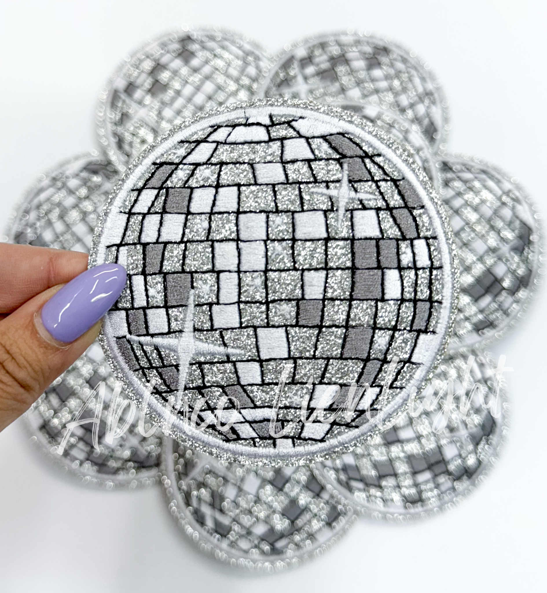 Silver Disco Ball Embroidery Patch