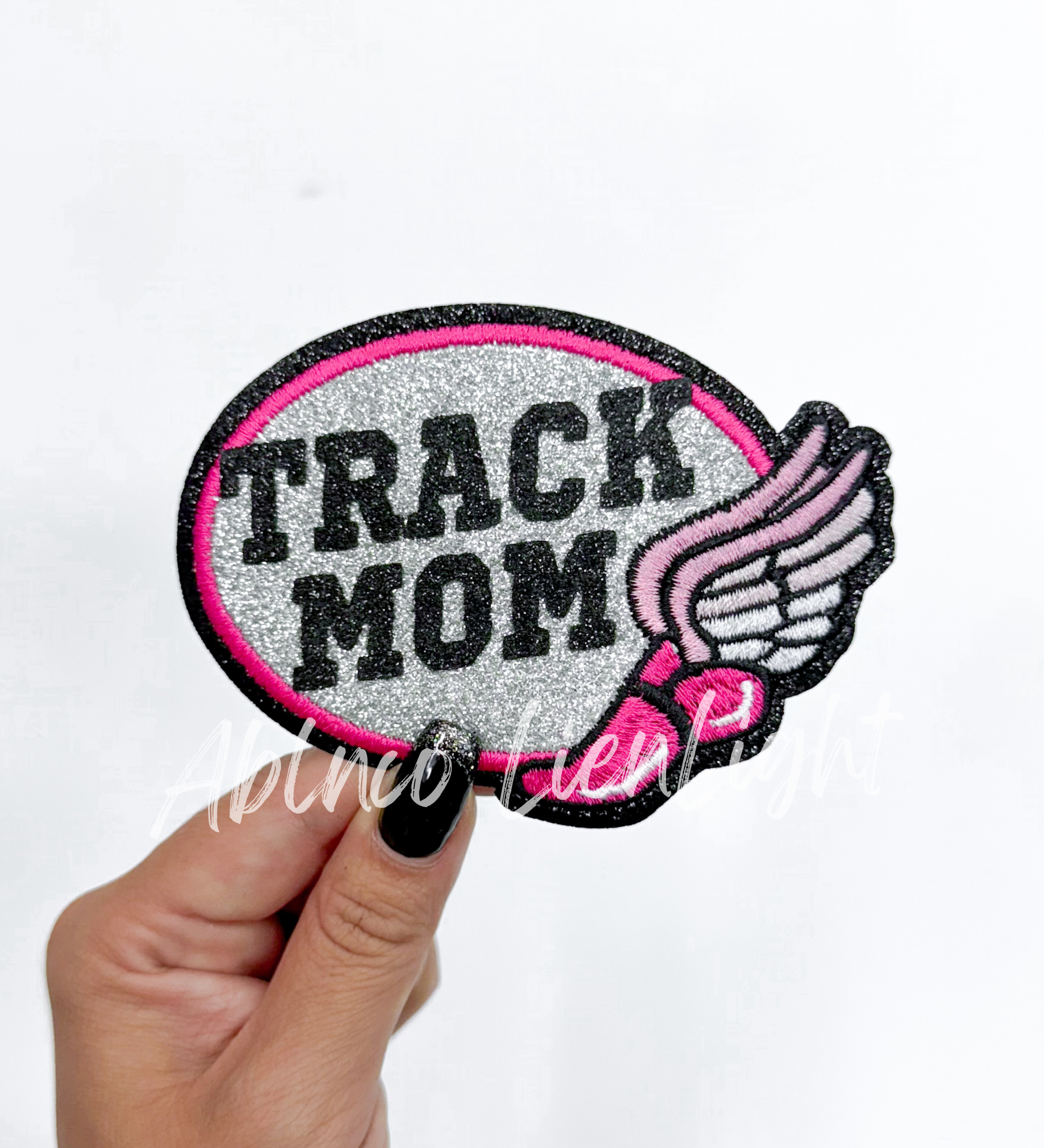 Track Mom Glitter Embroidery Patch