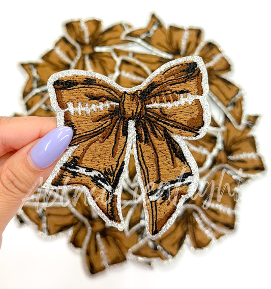 Football Glitter Bow Embroidery Patch