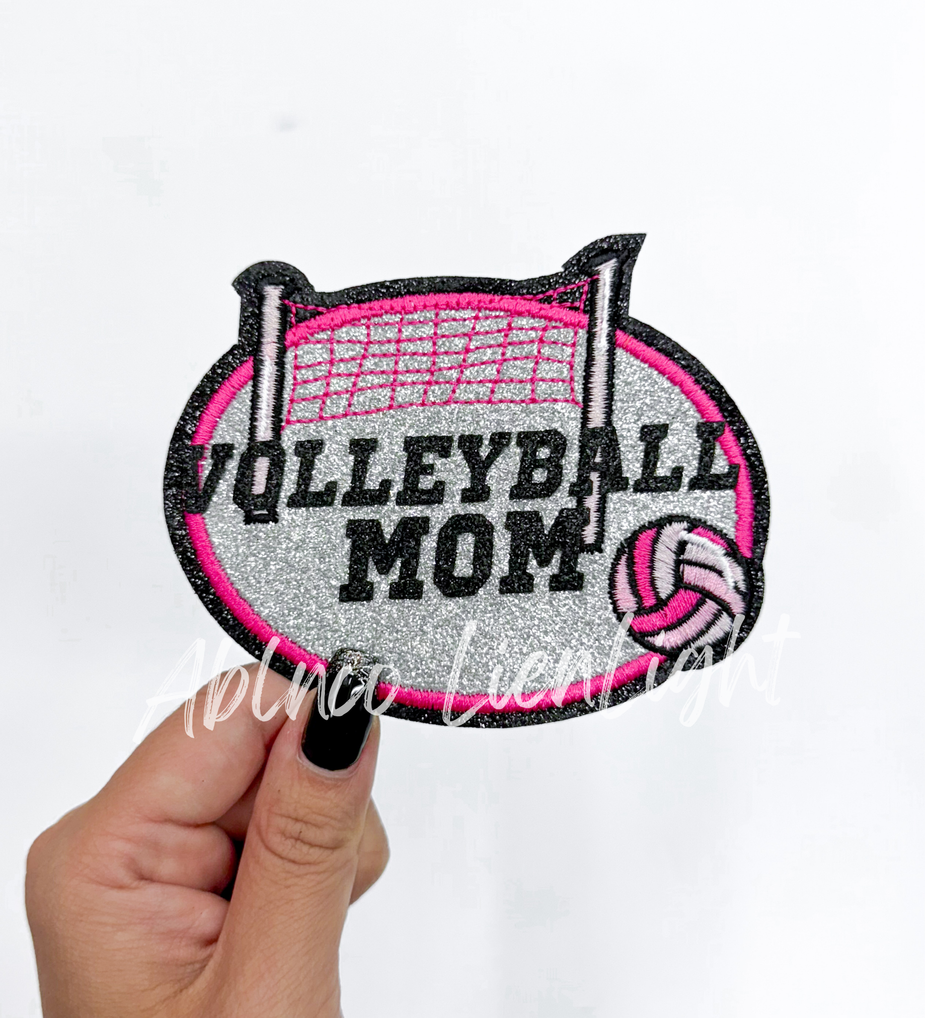 Volleyball Mom Glitter Embroidery Patch