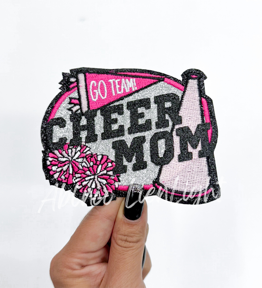 Cheer Mom Glitter Embroidery Patch©️